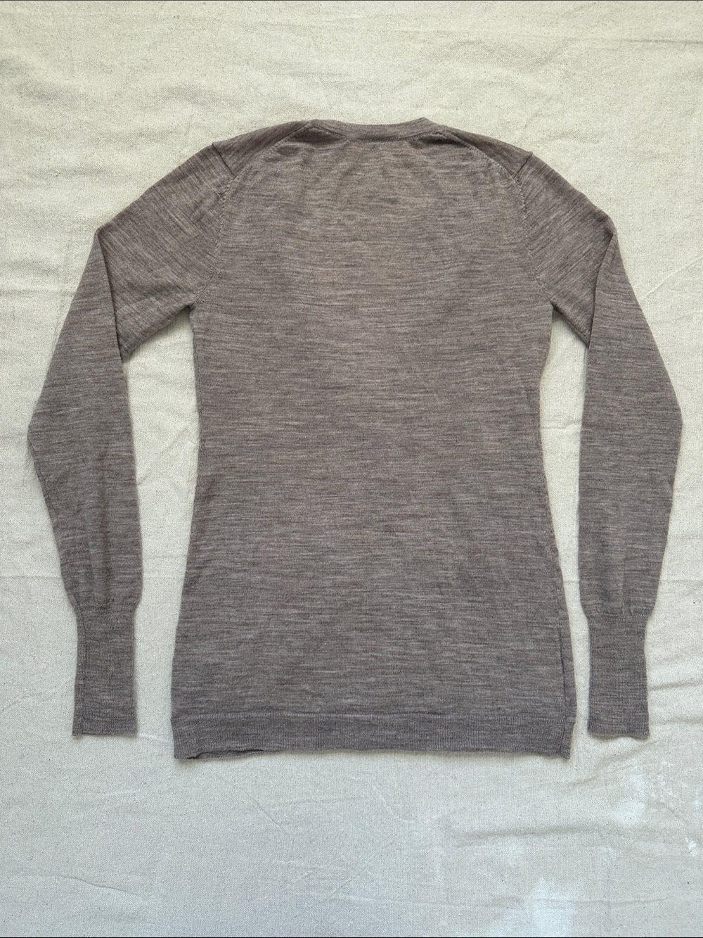 Ann Taylor LOFT Wool Blend Embellished Long Sleeve Taupe Cardigan Sweater XS - Picture 4 of 9